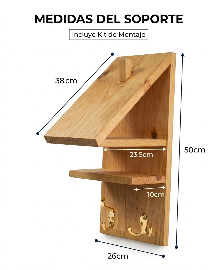 Soporte Para Colgar Cascos Moto Bicicleta, Madera